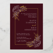 En Aluminium Invitation Gold et Burgundy Peony (Recto)