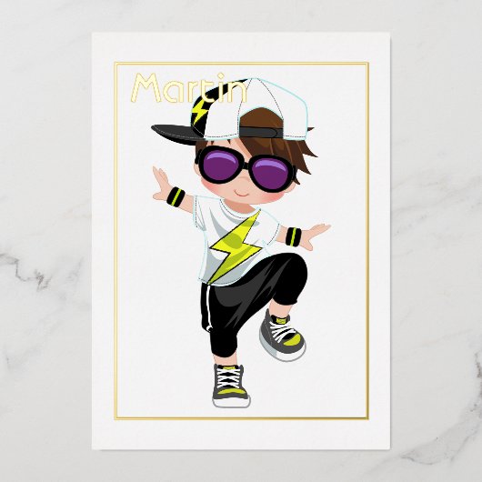 En Aluminium Invitation Hip hop Anniversaire de enfant Foil (Recto)