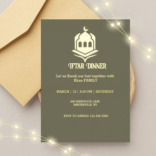 En Aluminium Invitation Iftar Mosquée feuille d'or