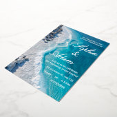 En Aluminium Invitation Luxueuse Vague Océanique (Rotation)