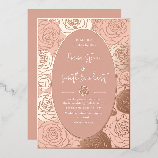 En Aluminium Invitation Mariage Roses Roses Roses roses (Recto/Verso)