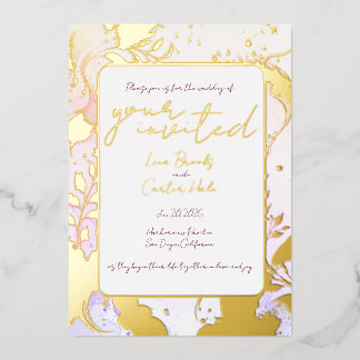 En Aluminium Invitation minimale couleur aquarelle et feuille