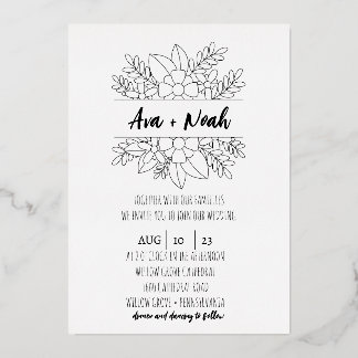 En Aluminium Invitation minimaliste Mariage Foil