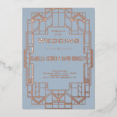 En Aluminium Invitation moderne deco bleu poussiéreux I à feuil (Recto)