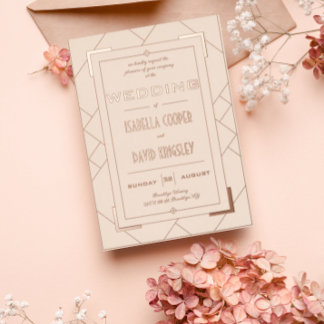 En Aluminium Invitation moderne Deco crème et or I feuille