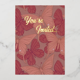 En Aluminium Invitation papillon Art Nouveau (Foil)