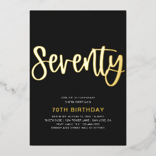 En Aluminium Invitation pour 70 ans avec feuille d'or Soixant
