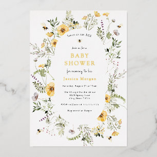 En Aluminium Invitation pour Baby Shower Abeille et Fleur Sauva