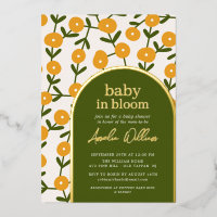 Invitation pour Baby Shower Baby In Bloom avec Feu