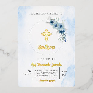 En Aluminium Invitation pour le baptême d'un garçon