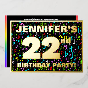 En Aluminium Invitation pour les 22 ans — Symboles musicaux col