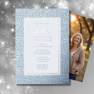 En Aluminium Invitation pour les 25 ans de mariage Argent Bleu