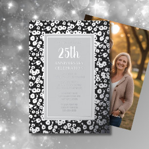 En Aluminium Invitation pour les 25 ans de mariage Fleurs argen