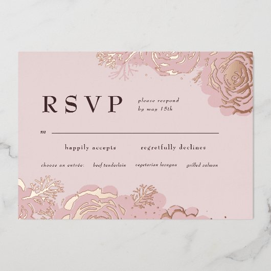 En Aluminium Invitation rose Gold Blooms Foil (Recto)