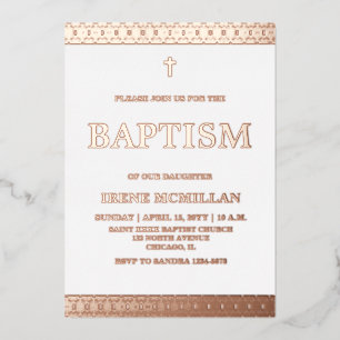 En Aluminium Invitation rose Gold Pink Baptism Foil