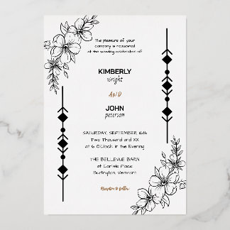En Aluminium Invitation simple chic Mariage Rose Gold Foil