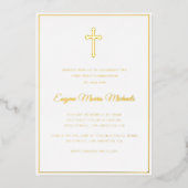 En Aluminium invitation simple croix dorée pour première commun (Recto)