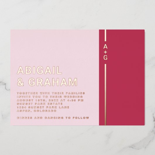 En Aluminium Invitation simple Mariage moderne Foil (Recto)