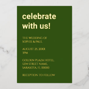 En Aluminium Invitation simple Mariage vert de forêt