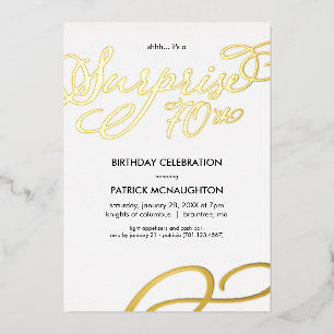 En Aluminium Invitation surprise 70 ans anniversaire feuille d'