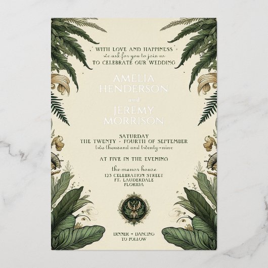 En Aluminium Invitation vintage Enchanted Forest (Recto)