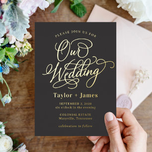 En Aluminium Jour Spécial VRAI FOIL Invitation de Mariage Éléga