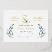 En Aluminium Luxe Floral Mariage Foil Invitation (Recto)