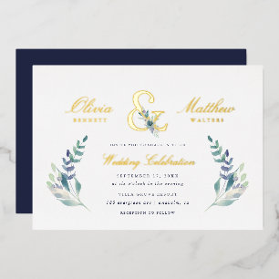 En Aluminium Luxe Floral Mariage Foil Invitation