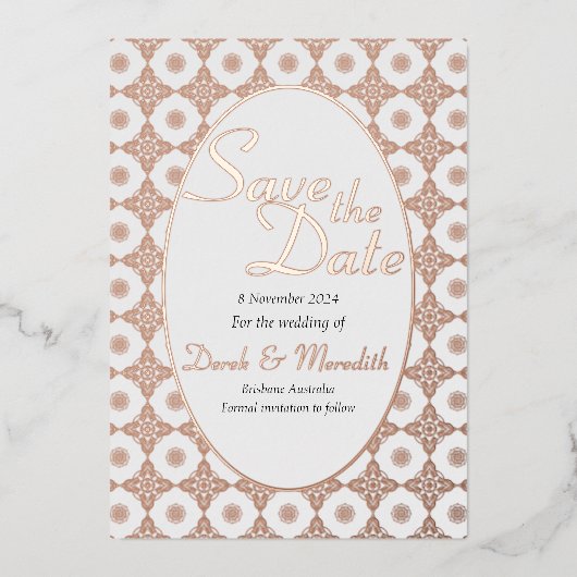 En Aluminium Mariage complexe Enregistrer la date Invitation (Recto)