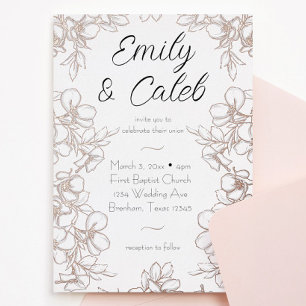 En Aluminium Mariage de cadre Floral Rose Gold Foil Invitation
