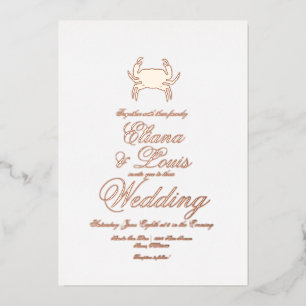 En Aluminium Mariage de crabe de plage Pressing Foil Invitation