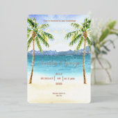 En Aluminium Mariage de plage Tropical Plage Invitation feuille (Debout devant)