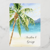 En Aluminium Mariage de plage Tropical Plage Invitation feuille (Verso)