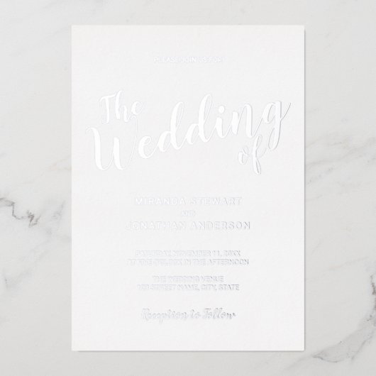En Aluminium Mariage de script moderne Invitation à huile d'arg (Recto)