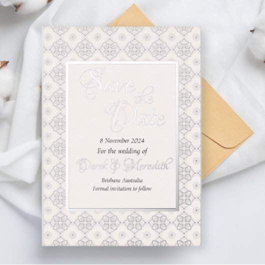 En Aluminium Mariage Enregistrer la date Invitation avec feuill