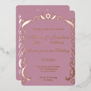 En Aluminium Mariage Foil Invitation de cadre de foil juif