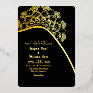 En Aluminium Mariage Gold Foil Luxury Invitation Card Design