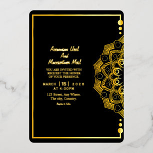 En Aluminium Mariage Golden Luxury Invitation Card Gold Foil