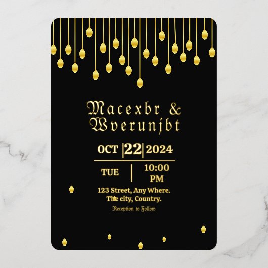 En Aluminium Mariage Luxe Invitation Gold Foil Modèle (Recto)