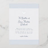 En Aluminium Minimal classic blue baptism Foil Invitation (Recto)