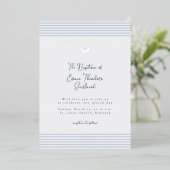En Aluminium Minimal classic blue baptism Foil Invitation (Debout devant)