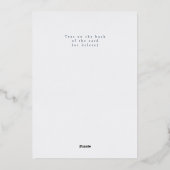 En Aluminium Minimal classic blue baptism Foil Invitation (Verso)