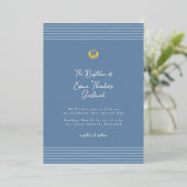 En Aluminium Minimal modern blue baptism Foil Invitation (Debout devant)