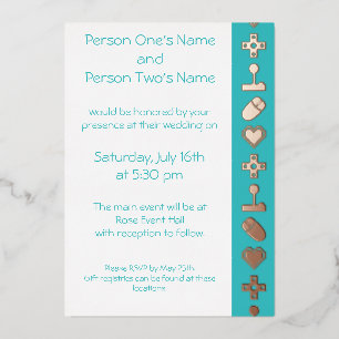 En Aluminium Mode multijoueur dans Turquoise Foil Invitation