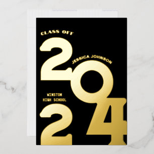 EN ALUMINIUM MODERNE GOLD GRAD PARTY FOIL INVITATION
