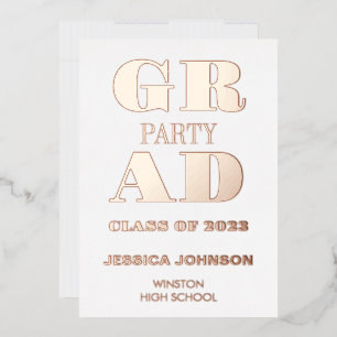EN ALUMINIUM MODERNE GRAD PARTY FOIL INVITATION