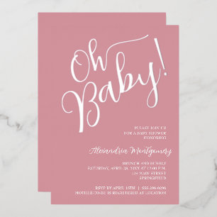 En Aluminium Mon bébé ! Invitation rose Baby shower fille