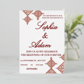 En Aluminium Moroccan Berber Pattern Wedding Invitation (Debout devant)