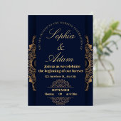 En Aluminium Navy & Gold Mandala Invitation (Debout devant)