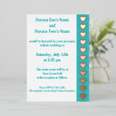 En Aluminium Notre invitation Cœurs 8 bits sous film turquoise (Debout devant)